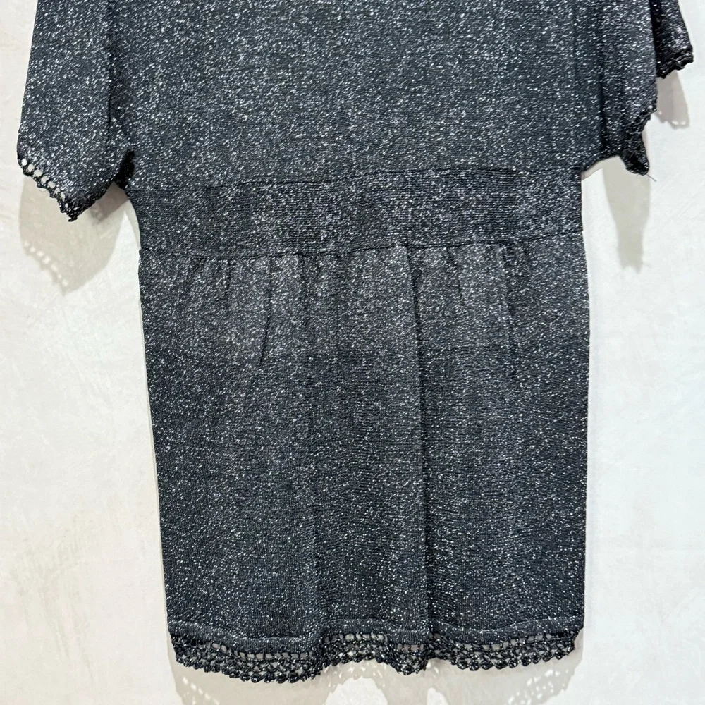 Michael Simon Vintage Black Gold Lurex Blouse, Whimsigoth 90s/Y2K Glam Holiday - Picture 11 of 15